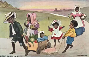 Aboriginal Children Home from Market Print circa 1908