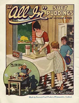 Advertisement for All-In suet puddings of various kinds - the new way Advertisement for All-In suet puddings of various kinds - the new way