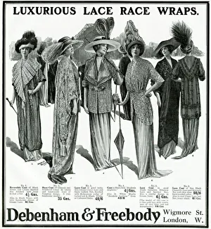 Advert for Debenham & Freebody lace race wraps 1912 Advert for Debenham & Freebody lace race wraps 1912