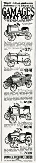 Images Dated 29th December 2017: Advert for Gamages model pedal cars 1925