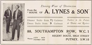 Advert for the House of A. Lynes & Son, London Advert for the House of A. Lynes & Son, London
