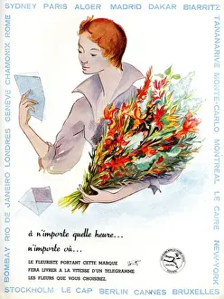 Interflora Print: Vintage Flower Delivery Advertisement