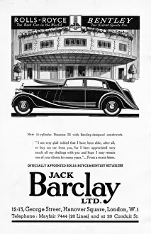 Advert for Jack Barclay & Rolls-Royce, 1930s Advert for Jack Barclay & Rolls-Royce, 1930s
