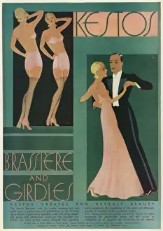 Vintage Lingerie Prints: Advert for Kestos brassiere and girdles 1932