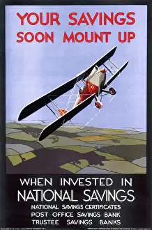 Money Prints: National Savings Print - Plane Over Countryside