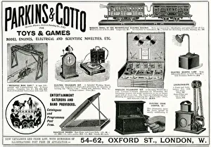 Advert for Parkins and Gotto electrical novelties 1906 Advert for Parkins and Gotto electrical novelties 1906