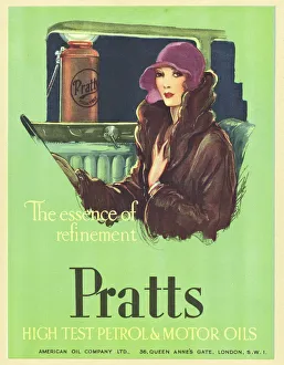 Advertisement for Pratts petrol and motor oils Advertisement for Pratts petrol and motor oils