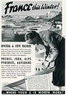 Advert for winter holidays to France 1937 Advert for winter holidays to France 1937