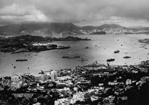 Hong Collection: Aerial view of the harbour area, Hong Kong, China