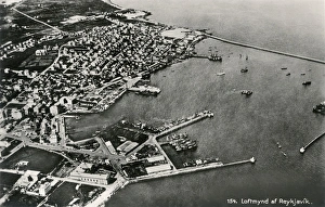 Aerial view of Reykjavik and harbour, Iceland Aerial view of Reykjavik and harbour, Iceland