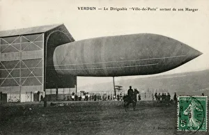 Airship Ville de Paris leaving its hangar at Verdun, France Airship Ville de Paris leaving its hangar at Verdun, France
