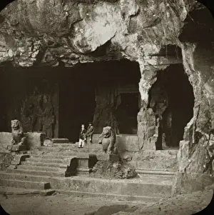 Ancient Indian Architecture Prints: The Ajanta cave complex