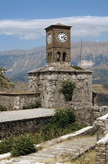 Albania. Gjirokaster. Castle and clock tower Albania. Gjirokaster. Castle and clock tower