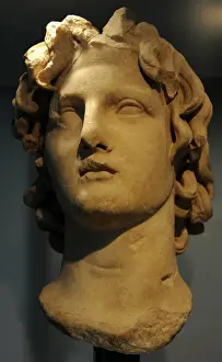 Prints of Alexander III the Great (356-323 B.C.). King of Macedonia (336 to 323 B.C.). Son of Philip II and Princess epirota Olympia. Roman bust. Ny Carlsberg Glyptotek. Copenhagen. Denmark Macedonia Prints: Roman Bust Print of Alexander III the Great