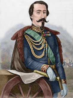 Alfonso La Marmora (1804-1878). Engraving. Colored Alfonso La Marmora (1804-1878). Engraving. Colored