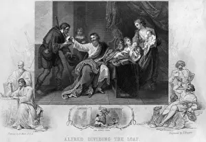 Framed Print : Print of Alfred Divides his Loaf Framed Print : Print of Alfred Divides his Loaf