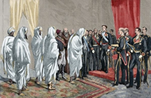 Alphonse XII receiving the congratulations of the Moroccan e Alphonse XII receiving the congratulations of the Moroccan e