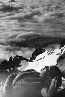 Young Woman In The Alps Prints: Alpine Snooze