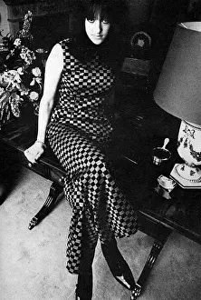 Fashion In The 60s Prints: Amanda Sturge in a checked trouser suit by Bee Young