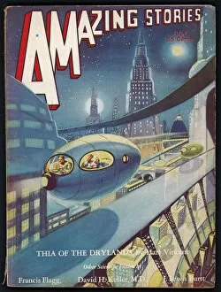 Humans Collection: Amazing Stories Scifi magazine cover, Martian City