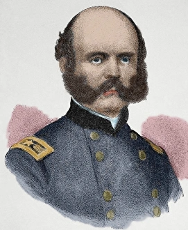 Ambrose Everett Burnside (1824-1881). Colored engraving Ambrose Everett Burnside (1824-1881). Colored engraving