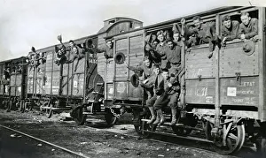 American 5th Marines on a troop train, France, WW1 American 5th Marines on a troop train, France, WW1
