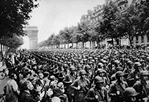 American Troops marching through Paris; Second World War, 19 American Troops marching through Paris; Second World War, 19