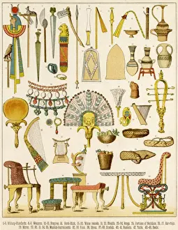 Ancient Egyptian Everyday Items Print, circa 1550-1292 BC