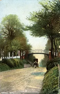 Prints of Angel Bridge, Sutton, near Croydon, Surrey, England. Date: 1925 Sculpture Prints: 1925 Print of Angel Bridge, Sutton, Surrey, England