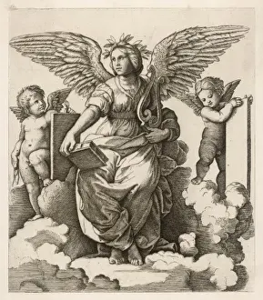 Christian Iconography Prints: Angel with Cherubs