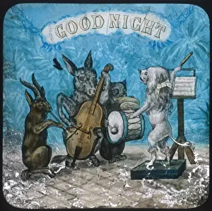 Animal Band Print: Conductor Poodle with Donkey, Goat and Dog Musicians
