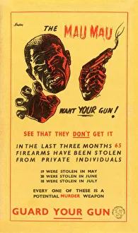 Anti-Mau Mau poster, caricature of a Mau Mau rebel, 1952 Anti-Mau Mau poster, caricature of a Mau Mau rebel, 1952