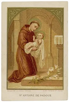Antony of Padua Print, depicting the saint holding the infant Jesus