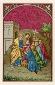 Print of Apostles Peter and John in Samaria with Dove