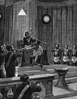 French Lodge Initiation Print, 1890s