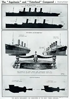 The Aquitania and Vaterland Compared Print, 1914