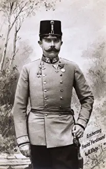 Prints of Archduke Erzherzog Franz Ferdinand of Austria (1875-1914) - assassinated by Gavrilo Princip in Sarajevo on 28th June 1914, the event which led ultimately to the Great War. Date: circa 1910s Austria Prints: Archduke Franz Ferdinand Print circa 1910s