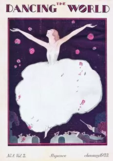 Art deco Collection: Art deco cover of The Dancing World Magazine, January 1922