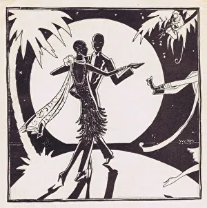 Art deco illustration of couple dancing, 1927 Art deco illustration of couple dancing, 1927