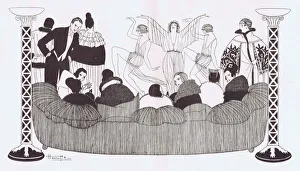 Art deco sketch of Isadora Duncan and her pupils, Paris, 192 Art deco sketch of Isadora Duncan and her pupils, Paris, 192