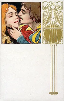 Art Nouveau romantic couple Date: early 20th century Art Nouveau romantic couple Date: early 20th century