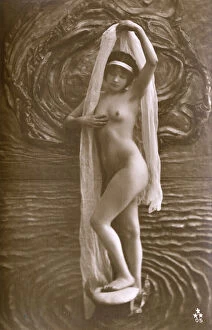 Artistic Collection: Artistic Italian nude standing amid stylised watery backdrop