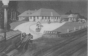 Askers Road House near Dorchester in Dorset pictured at night with a smart car sweeping Askers Road House near Dorchester in Dorset pictured at night with a smart car sweeping