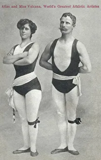 Atlas and Vulcana music hall strongman, strongwoman Atlas and Vulcana music hall strongman, strongwoman