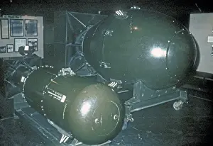 Prints of Atomic bombs of the types dropped on Hiroshima and Nagasaki. Little Boy the uranium bomb dropped on Hiroshima and Fat Man the plutonium bomb dropped on Nagasaki. Date: circa 1945 The Alamo Prints: Atomic Bombs: Little Boy and Fat Man Print, circa 1945