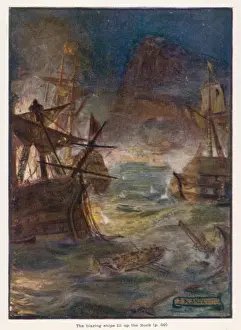 Attack on Gibraltar Print: Combined Naval Attack