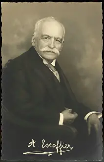 Prints of AUGUSTE ESCOFFIER French Chef. Director of Kitchen for many large Hotels. Known for his culinary innovations France Prints: Auguste Escoffier Print - Vintage Portrait of a French Chef