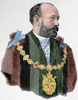 Augustus Harris (1852-1896). Engraving. Colored Augustus Harris (1852-1896). Engraving. Colored