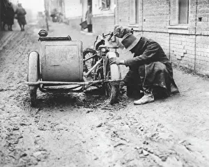 Australian soldier with motorcycle and sidecar, WW1 Australian soldier with motorcycle and sidecar, WW1