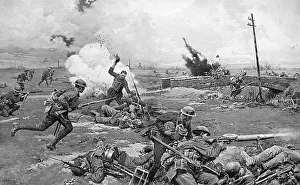 Australian troops counter-attack at Amiens, WW1 Australian troops counter-attack at Amiens, WW1